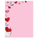 Paper Hearts Letter Paper - Decorative Stationery With Heart Border, Printable Valentine'S Day, Wedding & Bridal Shower, & Invitation Letterhead Sheets, Set Of 25, 8 1/2" X 11"