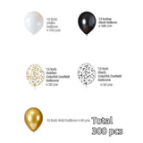 300 Pcs Black Gold Confetti Balloons Set for Party Wedding Graduation