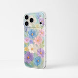 Cute Oil Painting Cosmos Flower Case for iPhone 17 Pro Max, Soft Clear TPU Slim Shockproof Cases Cover for Girls Women, Blue