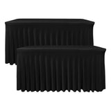 2 Pack Black Stretch Spandex Table Skirts (72x30") for 6 Ft Tables Party/Banquet