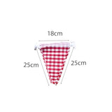 15 Meters 49Ft Red And White Cotton Fabric Checkered Pennant Banner, Party Decoration Double Sided Triangle Gingham Bunting Flags For Carnival Birthday