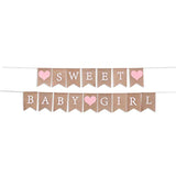 Sweet Baby Girl Burlap Banner, Rustic Baby Shower Decor, Photo Props (Pink)
