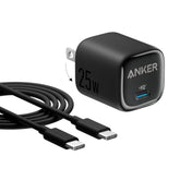 Anker 25W USB C Charger Block, Compact and Foldable, Supports PPS Fast Charging for Galaxy S24/Z Fold/Z Flip/Tab, iPhone, iPad (Black, 1pack with Cable)