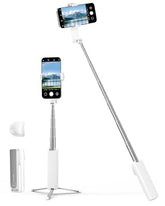 Aluminum Alloy Wireless Selfie Stick Tripod with Detachable Remote, Lightweight Extendable Phone Stand Compatible with 47" iPhone & Android