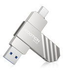 Usb 3.2 Flash Drive 64Gb, Up To 450 Mb/S Read Speed Usb C Memory Stick, Dual Usb C Thumb Drive With Usb Type-C And Usb A, Swivel Metal Pen Drive For Smartphones/Tablet/Laptop/Mac/Car/Tv