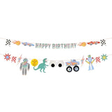 Meri Meri Toybox Icon Party Garland (Pack of 1), Reusable 80s Theme Birthday Party Decoration, 2 String Garland, Honeycomb Details, Retro Designs Paper Garland, 13.5' Including Excess Cord