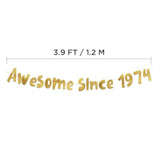 Awesome Since 1974 Gold Glitter Banner - 51St Birthday And Anniversary Party Decorations