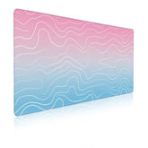 Topographic Pastel Pink Blue Gradient Gaming Mouse Pad, 31.5X15.7 In, Non-Slip Rubber Base, Large, For Computer, Laptop, Keyboard, Desk Decor