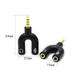 2 Pack Headset Splitter Adapter, U Shape 3.5Mm 4 Pole Male To 2 X 3 Pole Female Headphone Y Splitter