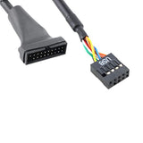 Usb Header Cable 2Pcs 6Inch Usb 3.0 19 Pin Male To Usb 2.0 9 Pin Female Motherboard Cable Adapter Converter Black