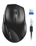 Wireless Mouse Rechargeable,Mouse For Laptop Computer,2.4G Usb Computer Mice Wireless,6 Button 6400 Dpi Ergonomic Silent Mice,Portable Cordless Travel Mice-Wide Compatibility