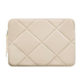 Slim Cute Laptop Sleeve 13 Inch 14 Inch Compatible For Macbook Air M4 2025, Macbook Pro 13"-14" M4 M3 M2 M1, Quilted Faux Leather Computer Carrying Mac Case, Beige