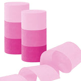 Pink Crepe Paper Streamers - 6 Rolls Party Streamers For Bachelorette Baby Shower Girl Birthday Party Decorations