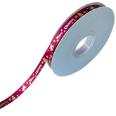 50 Yards Merry Christmas Ribbon Christmas Tree Bells Snowflake, 3/8 Inch Wide Satin Ribbons For Festival Holiday Party Decoration Gift Wrapping Crafts (Wine Red)