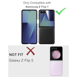 Leather Case For Samsung Galaxy Z Flip 7 With Front Built-In Screen Protector, Pu Leather + Hard Pc Shell Ultra Thin Slim Durable Protective Phone Cover For Galaxy Z Flip7 5G 2025 (Black)