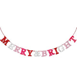 Christmas Square Sequins Merry & Bright Banner 6 Ft Pink And Red Glitter Sign Garland Merry Christmas Bunting For Xmas Home Office Party Mantel Sign Decorations Supplies