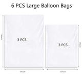 6 Pcs Large Balloon Transport Bags, 2 Sizes Plastic Giant Storage Bags, Clear Balloon Drop Bag For Christmas Wedding Birthday Celebration New Year'S Eve Gender Reveal Graduation Party Supplies