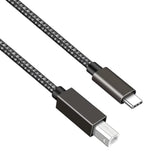 6Ft Long Usb B To Usb C Printer/Midi Cable For Macbook, Pc, Laptop, Midi Keyboard, Dj Controller, Dac, Hp, Canon, Brother, Samsung, Dell, Epson, Lexmark, Xerox, Dymo & Other Printers & Scanners