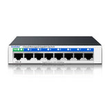8 Port Gigabit Switch, Easy Smart Managed Ethernet Switch, Network Hub, Ethernet Splitter, Plug & Play, Fanless Metal Design, Vlan, Qos, Support Poe Powered, Desktop Or Wall Mount
