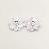 40Pcs Satin Ribbon Flower With Pearl Wedding Diy Appliques (White)
