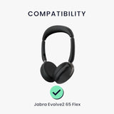 kwmobile Ear Pads Compatible with Jabra Evolve2 65 Flex Earpads - 2X Replacement for Headphones - Black