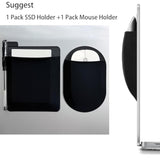 (1 Pack Mouse+1 Pack Ssd Holder) Universal Stick On Pouch Holder For Wireless Mouse, Sleeve For Laptop, Reusable Adhesive, No Glue Residue, Compatible With Ipad Or Macbook (Black)