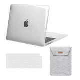 MOSISO Compatible with MacBook Air 13 inch Case 2025 2024 2023 2022 M4 A3240 M3 A3113 M2 A2681, Plastic Hard Shell&Flap Felt Sleeve Bag & Keyboard Cover for MacBook Air 13.6 inch Case, Clear & Gray