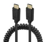 Coiled USB 3.1 Type C Cable, USB-C Male to USB-C Female Coiled Spring Spiral Cable, 3A 10Gbps Fast Charging, Data Extension Cable, Stretched 4FT/1.2M