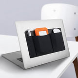 3-Pocket Mouse Holder For Laptop Stick On, External Hard Drive Ssd Holder For Laptop, Stick On Pouch Organizer Adhesive Pocket Storage Sleeve For Mouse/Hdd/Ssd/Cables, Computer Accessories,Black