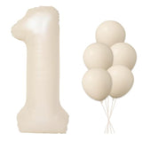 40" Beige Number 1 Balloon with Matching Latex Balloons 1st Birthday Decor