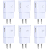 Adaptive Fast Charging Wall Charger Adapter, 6-Pack Fast Charging Block Travel Usb Charger Box Compatible Samsung Galaxy S10 S9 S8 S7 S6 Note 8 9, Iphone, Lg, Htc And More (White)