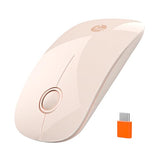 R306C Usb C Wireless Mouse, Type-C 2.4Ghz Portable Computer Mouse, Silent Click, Ultra-Slim, 3-Speed Dpi, 480 Hours Battery Life, For Usb-C Laptops, Macbook, Ipad, Macos - Flesh Pink