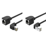 Cat6 Ethernet Extension Cable,90 Degree Rj45 Cords Shielded Male To Female Eth