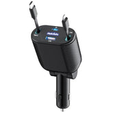 Retractable Car Charger 4 In 1 Fast Charging Adapter 62W Retractable Type-C/Usb-I Cables And Usb C/Usb A Qc & Pd Devices For Iphone 16/15/14/13/12Pro Max Plus,Ipad,Airpods, Galaxy