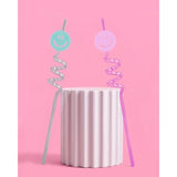 Pastel Smiley Face Straw Set 16 Pc | Preppy Cute Rainbow Party Favors Y2K Groovy