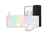 Zeus Hermes E4 3-In-1 Combo, 60% Multi-Colored Mechanical Keyboard, Rgb 12800 Dpi Ergonomic Mouse, Non-Slip Extended Gaming Mouse Mat, White