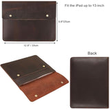 Leather Tablet Sleeve - 12.9/13 Inch Ipad Pro Sleeve, Document Holder Folio File Holder, Genuine Leather Ipad Case For Protection And Style-Dark Brown