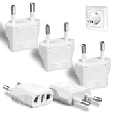 6 Pack Us To Europe Plug Adapter - Type C European Travel Adapter, Wall Plug Power Converter For Europe (White)
