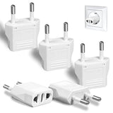 6 Pack Us To Europe Plug Adapter - Type C European Travel Adapter, Wall Plug Power Converter For Europe (White)