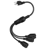 3 Prong 1 To 3 Outlet Power Cord Splitter Cord, 1.6Ft 16Awg 10A/1250W, Nema 5-15P To 3X Nema 5-15R Y Style 3-Outlet Extension Cord For Home, Room, Office (Black)