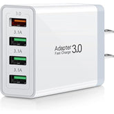 Fast Charge 3.0, Portable Usb Wall Charger, 4Ports Usb Charger Block Power Adapter Charger Brick Plug Compatible With Samsung Galaxy S23 S22, Iphone 14 13, Ipad,Lg, Htc,Google Pixel 7