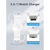 Portable Charger For Apple Watch Wireless Charge For Iwatch With Usb-A & Usb-C Fast Charging Magnetic Cordless Travel Charger For Apple Watch Ultra2/1 Series 9, 8, 7, Se, 6, 5, 4, 3, 2, White