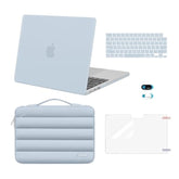 MOSISO Compatible with MacBook Air 13 inch Case 2025 2024 2023 2022 M4 A3240 M3 A3113 M2 A2681, Hard Case&Puffy Bag&Keyboard Cover&Webcam Cover&Screen Film for MacBook Air 13.6 inch Case, Baby Blue
