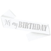 Birthday Sash, It'S My Birthday' Birthday Sash White Sash With Silver Foil Letter It'S My Birthday Sash For Men Women And Girls Party Decorations Favors White Silver