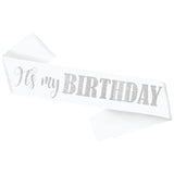 Birthday Sash, It'S My Birthday' Birthday Sash White Sash With Silver Foil Letter It'S My Birthday Sash For Men Women And Girls Party Decorations Favors White Silver