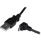 StarTech.com 2m Cord - A to Down Angle Micro B - Down Angled Micro USB Cable - 1x USB A (M), 1x USB Micro B (M) - Black (USBAUB2MD), 2m / 6 Feet
