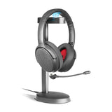 Fokus Plus Hybrid Active Noise Cancelling Bluetooth Headset, 50H Playtime, with Headphone Stand Wirelessly Charges Your Headphones, Removable Boom
