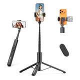 Phone Tripod Selfie Stick, SK27 61" Extendable Selfie Stick for iPhone/Android with Wireless Remote Cold Shoe Mount, Portable Phone Tripod Stand for