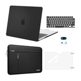 MOSISO Compatible with MacBook Air 13 inch Case 2025 2024 2023 2022 M4 A3240 M3 A3113 M2 A2681,Hard Case&Horizontal Vertical Sleeve Bag&Keyboard Skin&Webcam Skin&Screen Film for MacBook Air 13.6,Black