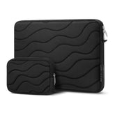 MOSISO 360 Protective Laptop Sleeve 13-14 inch, 13.3 inch Carrying Case Compatible with MacBook Air/Pro 13 inch, Compatible with MacBook Pro 14, Water Ripple Quilted Computer Bag with Small Case,Black